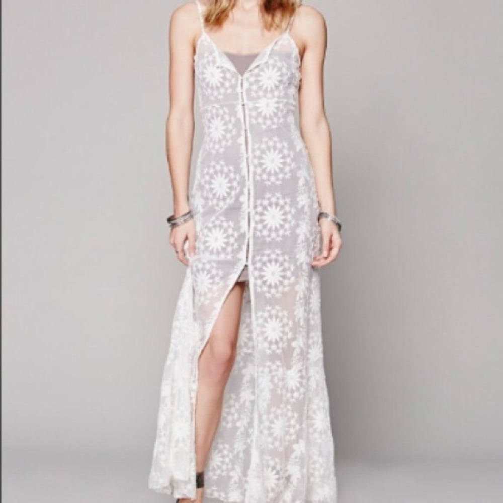 Free People White Lace Maxi Dress Slip